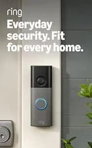 Ring Battery Doorbell 2K (newest model) Retinal 2K with wide-angle video, up to 6x Enhanced Zoom, Two-Way Talk, and Built-In Battery, Speckled Gray