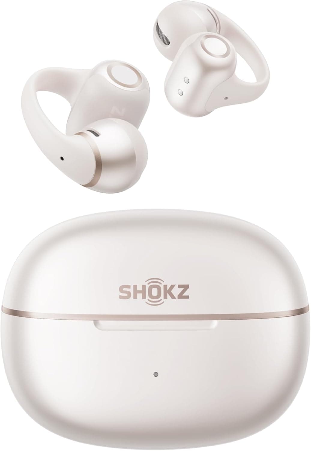 SHOKZ OpenDots 2 Open-Ear Clip-On Earbuds, White, Dolby Audio, 3 Mics