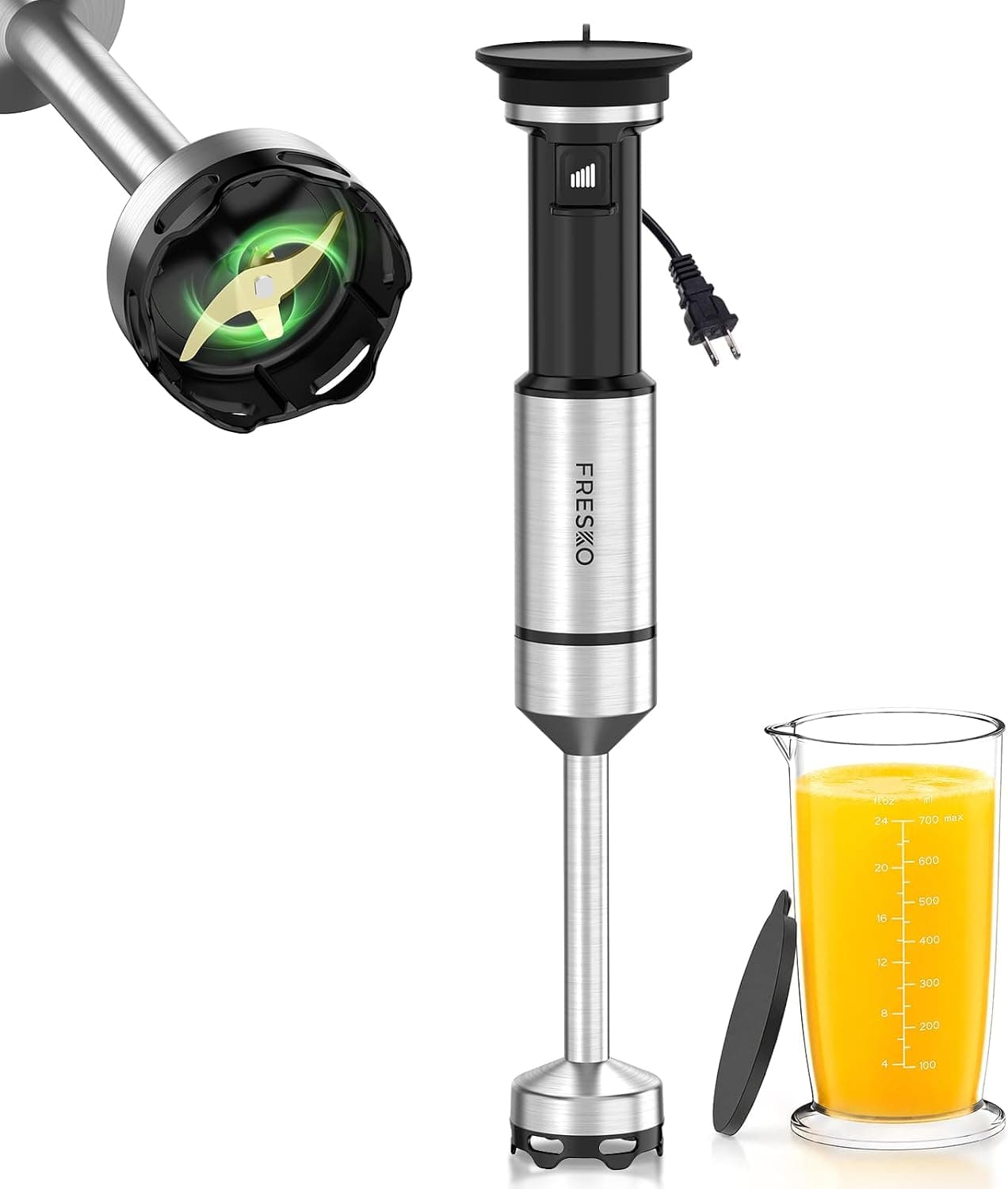 FRESKO Variable Speed Trigger lmmersion Blender Handheld with 24oz Beaker