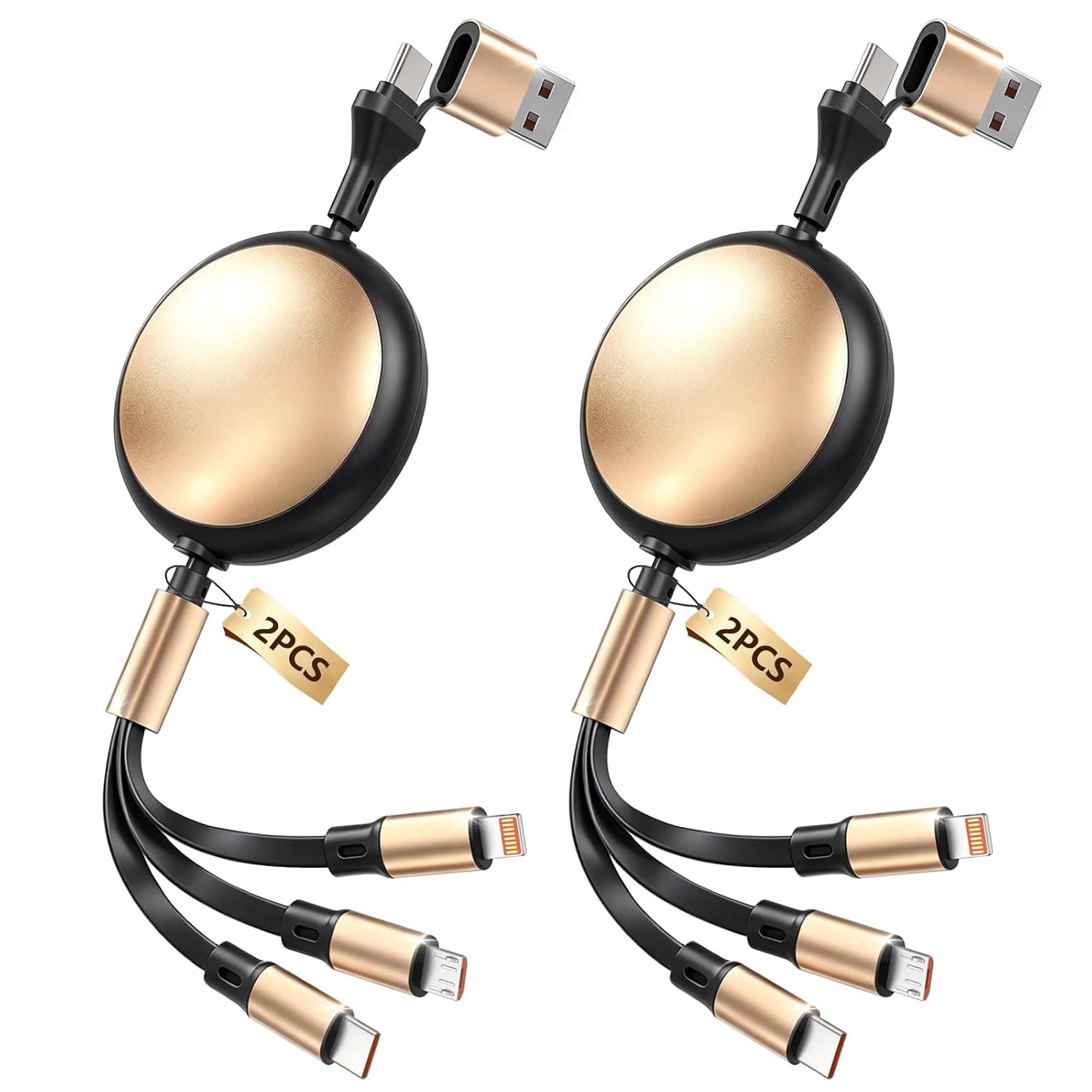 2pack Multi Charging Cable, Retractable Car Charger for Multiple Devices