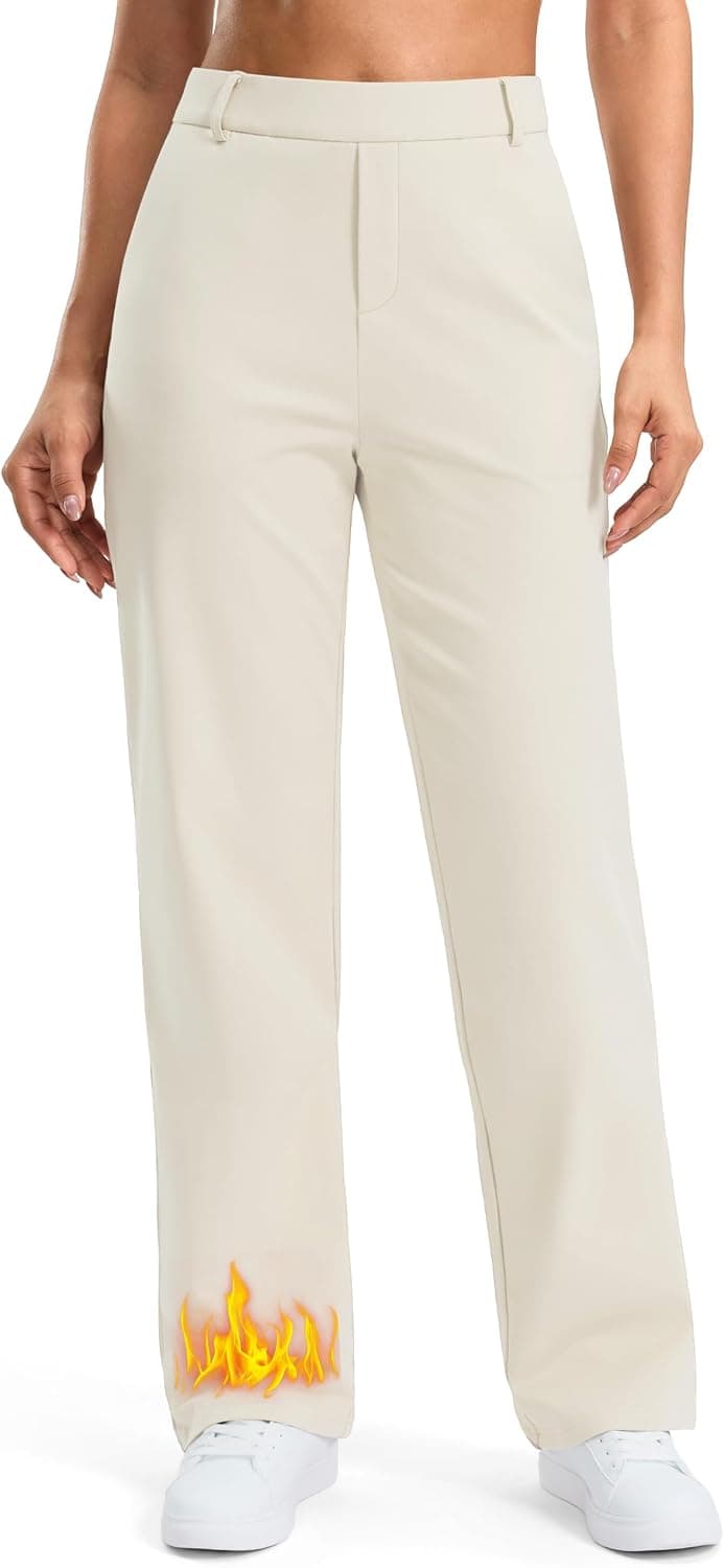 Soothfeel Womens Fleece Lined Pants 28"/30"/32" Work Dress Pants Belt Loops