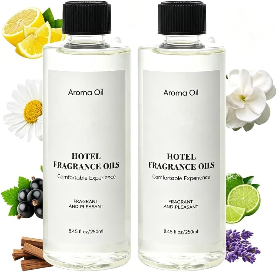 Hotel Diffuser Oil Refill 250 ml 8.45 fl oz Aromatherapy Essential Oil- Lemon, Lavender & Wood Notes- Ideal for Ultrasonic and Waterless Diffusers