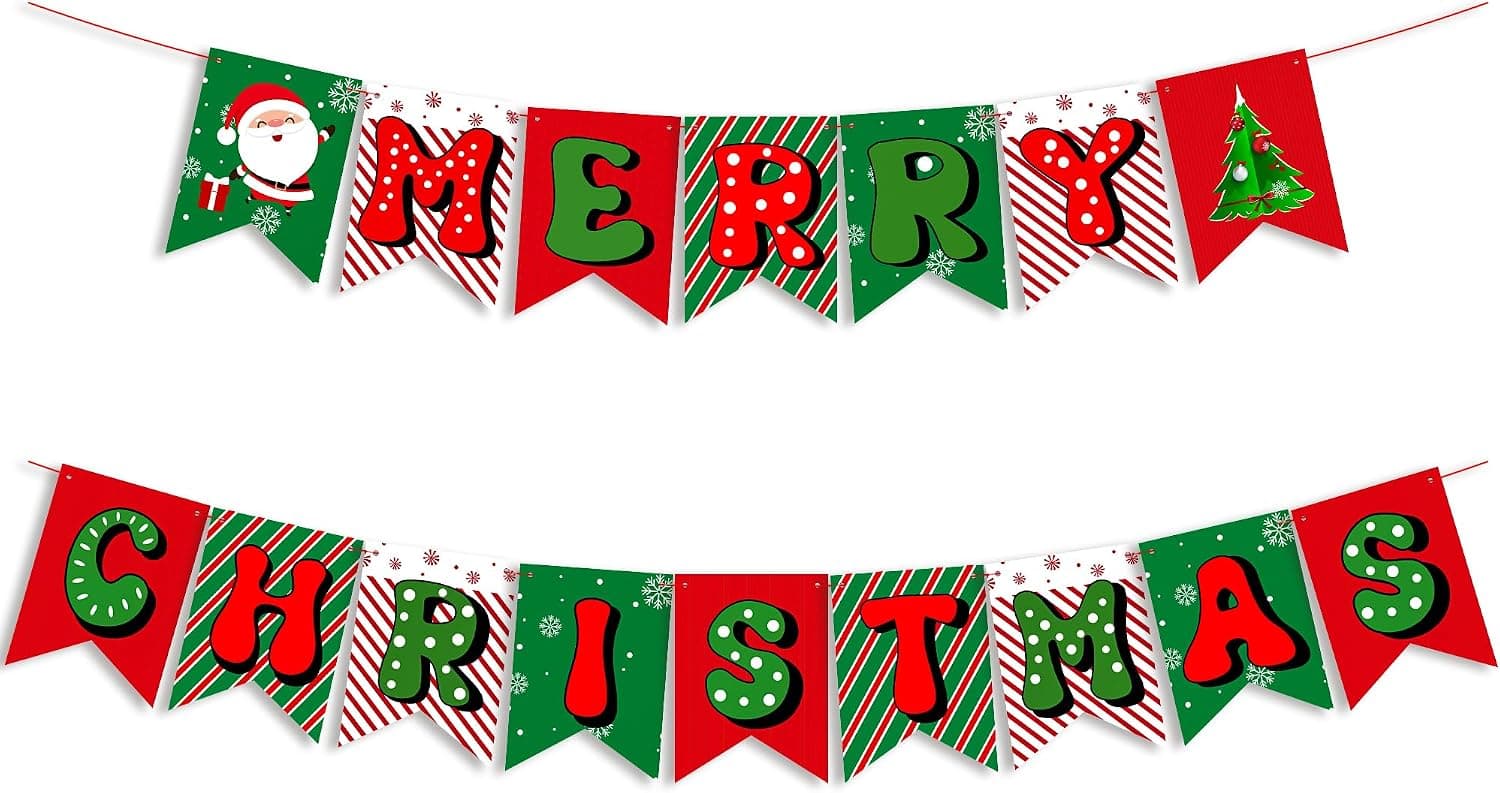 Christmas Decorations,Merry Christmas Banner,Xmas Decor for Home Fireplace