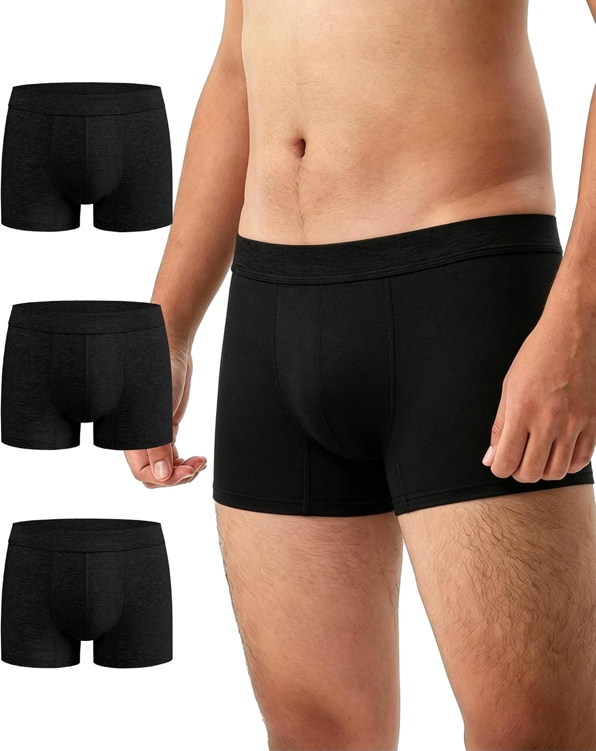 Battewa Mens Absorbent Leakproof Washable Boxer Briefs 50ml Black 2XL | reusable urinary incontinence underwear,light bladder leakage protection,waterproof,anti-leak protective
