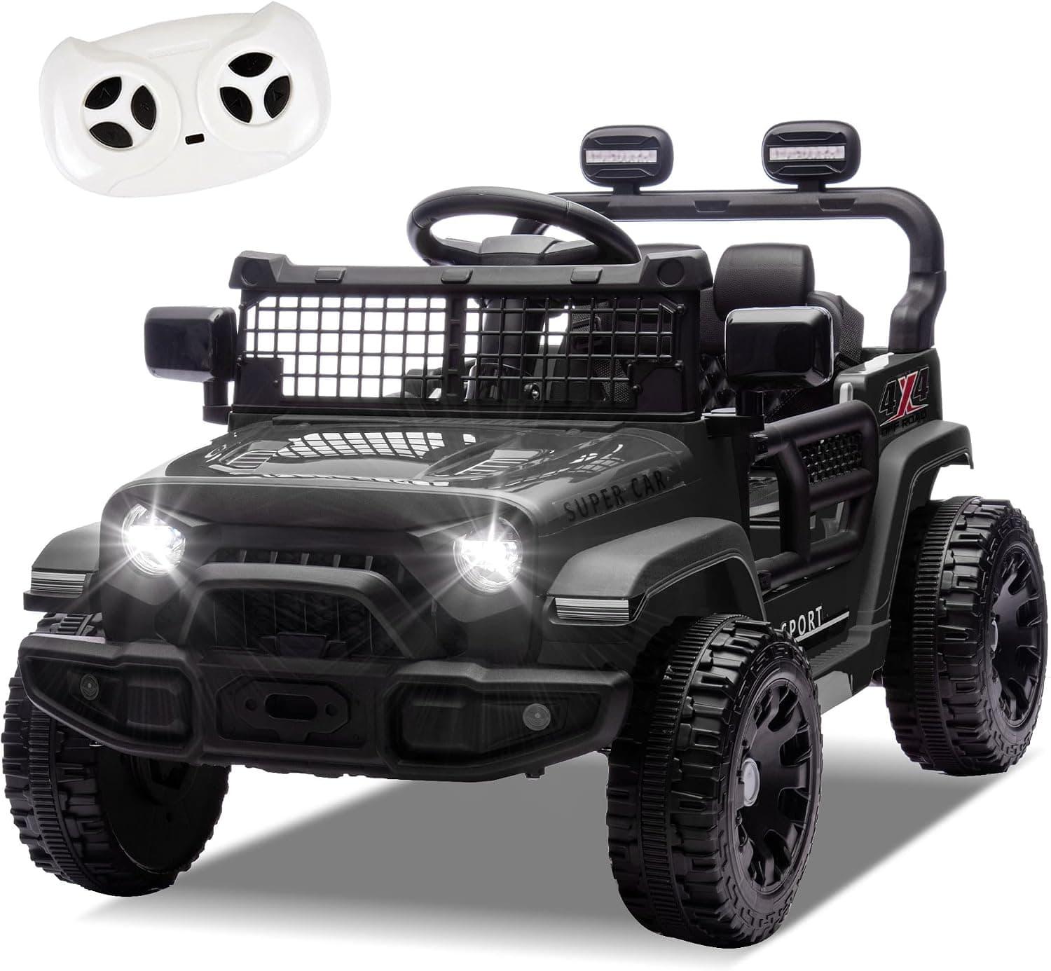 24V Ride On Toys w/Parents Remote Control, One Seat Electric Car, Black