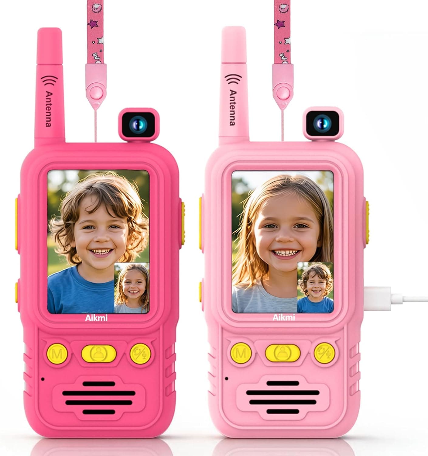 Aikmi Kids Video Walkie Talkies, Two Way Radio Toy Girl Gift, Pink