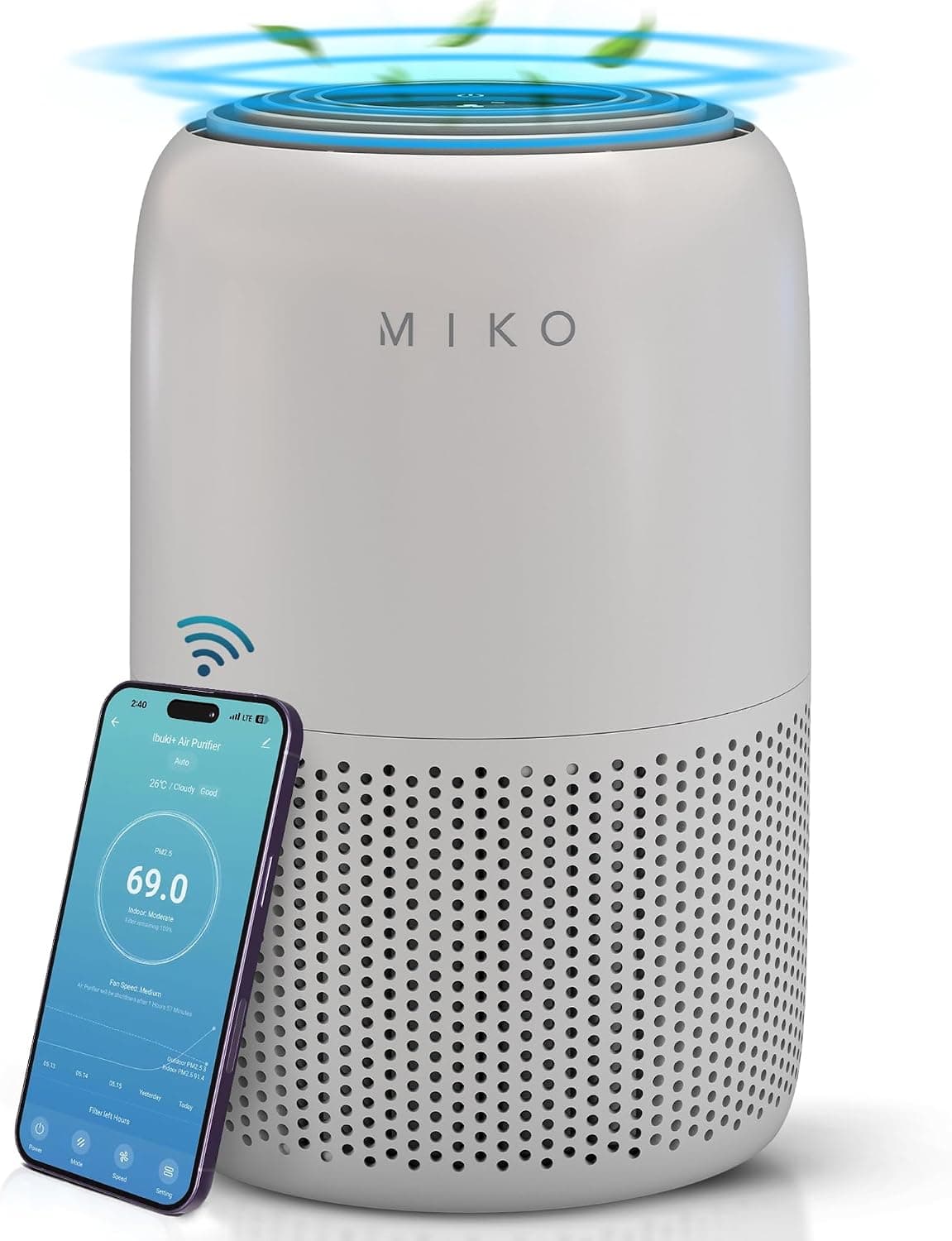 MIKO Smart H13 HEPA Air Purifier for Bedroom and Home