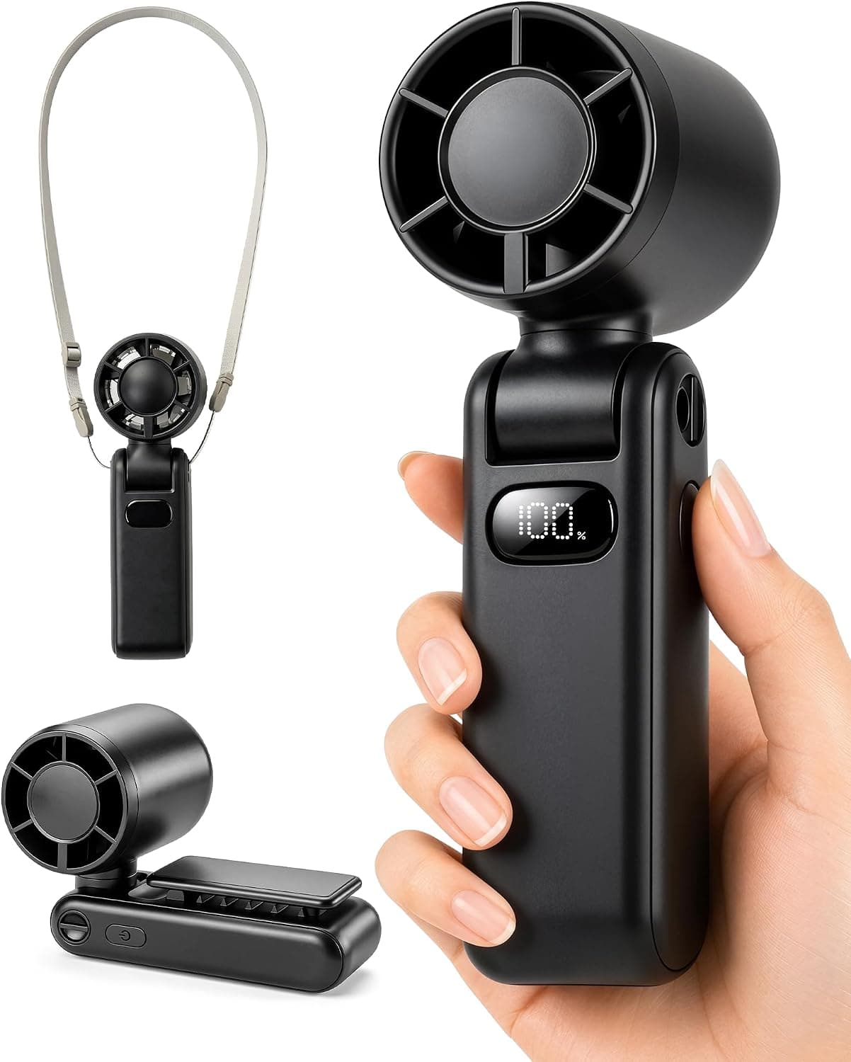 TUNISE Portable Fan, Handheld Fan Rechargeable 3600mAh, Mini Personal Fan