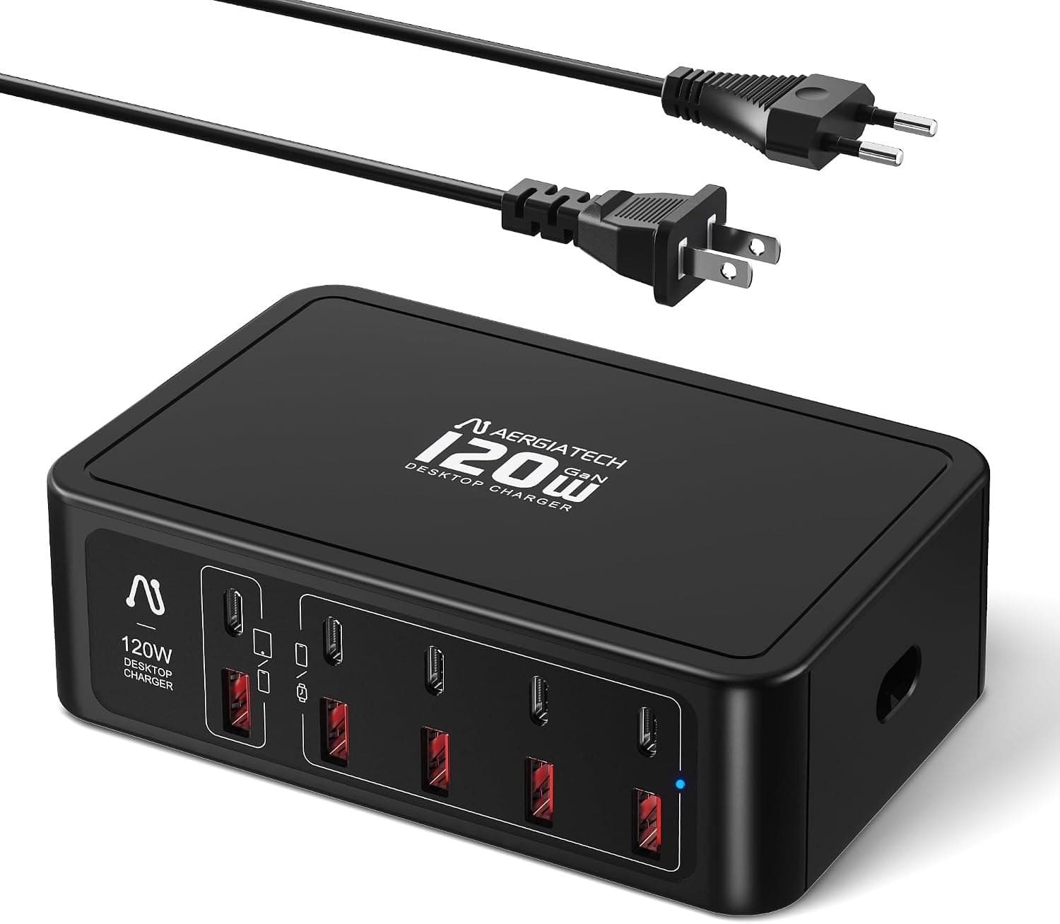 Portable USB C Charging Station,10 Port GaN Charger Hub with 120W Output