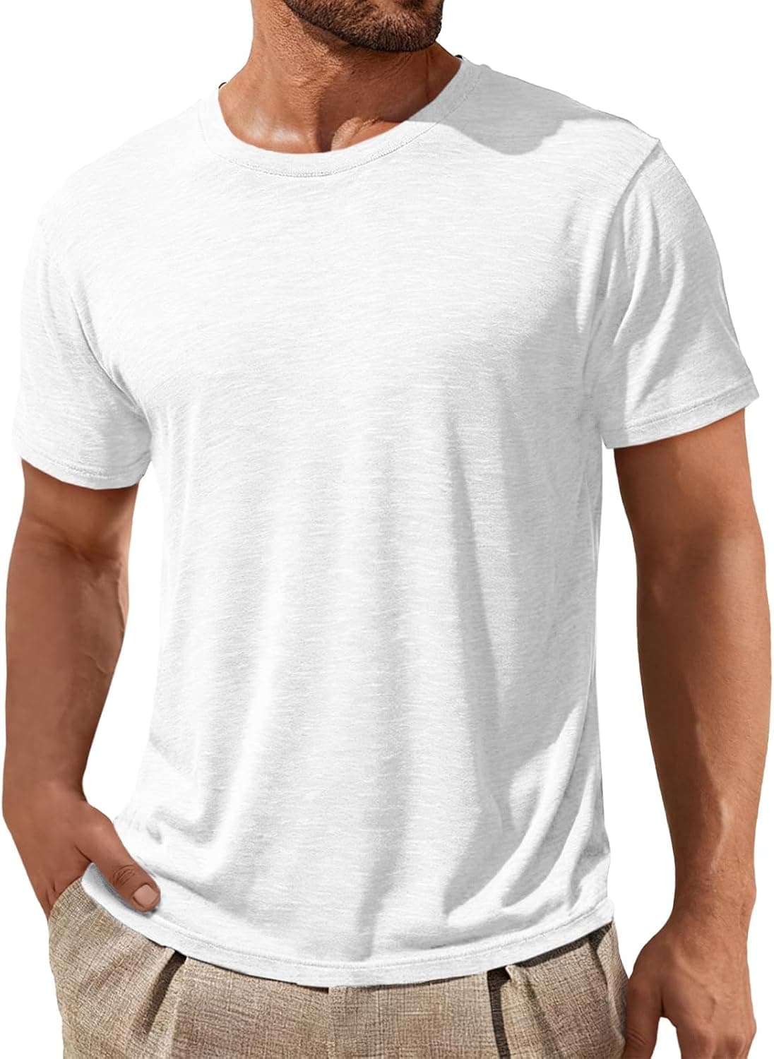 ZDC Mens Short Sleeve Shirts Summer Casual Crew Neck T Shirts Classic Basic Tee