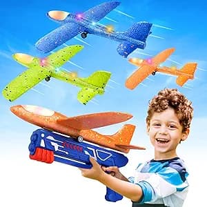 Fuwidvia 3 Pack Airplane Launcher Toys, 13.2'' LED Foam Glider