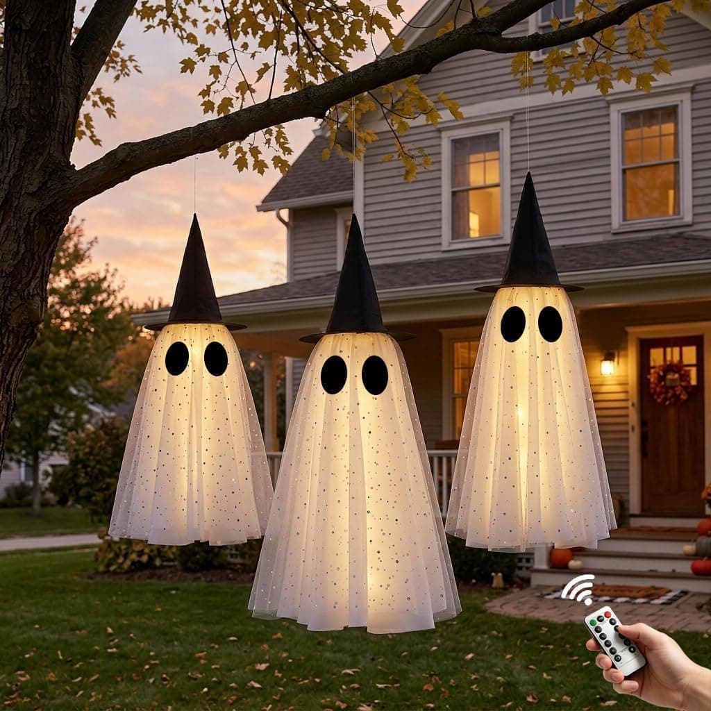 Halloween Ghost Decor Outdoor, Halloween Hanging Ghost Decorations