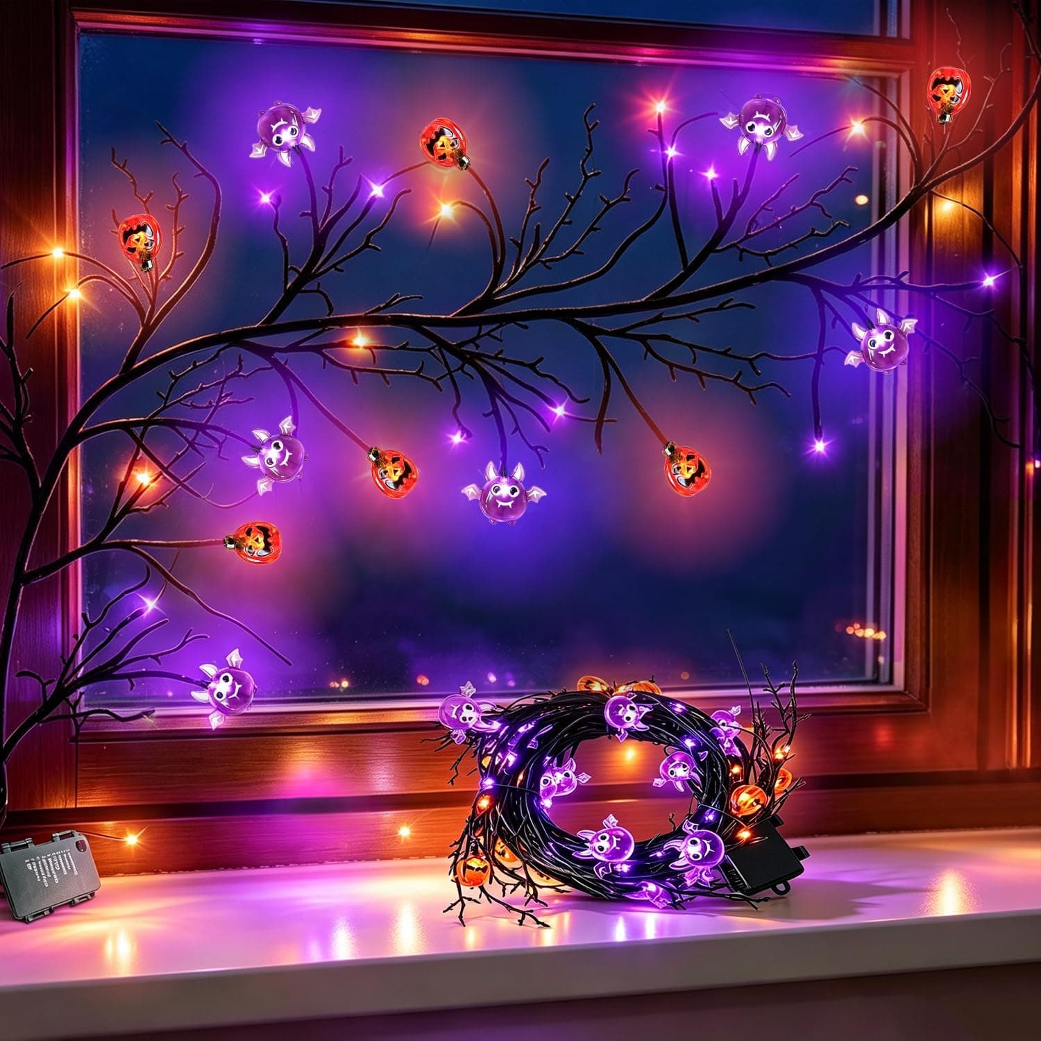 6FT 54 LED Halloween Willow Vine Garland, Lights with 8 Modes and Timer