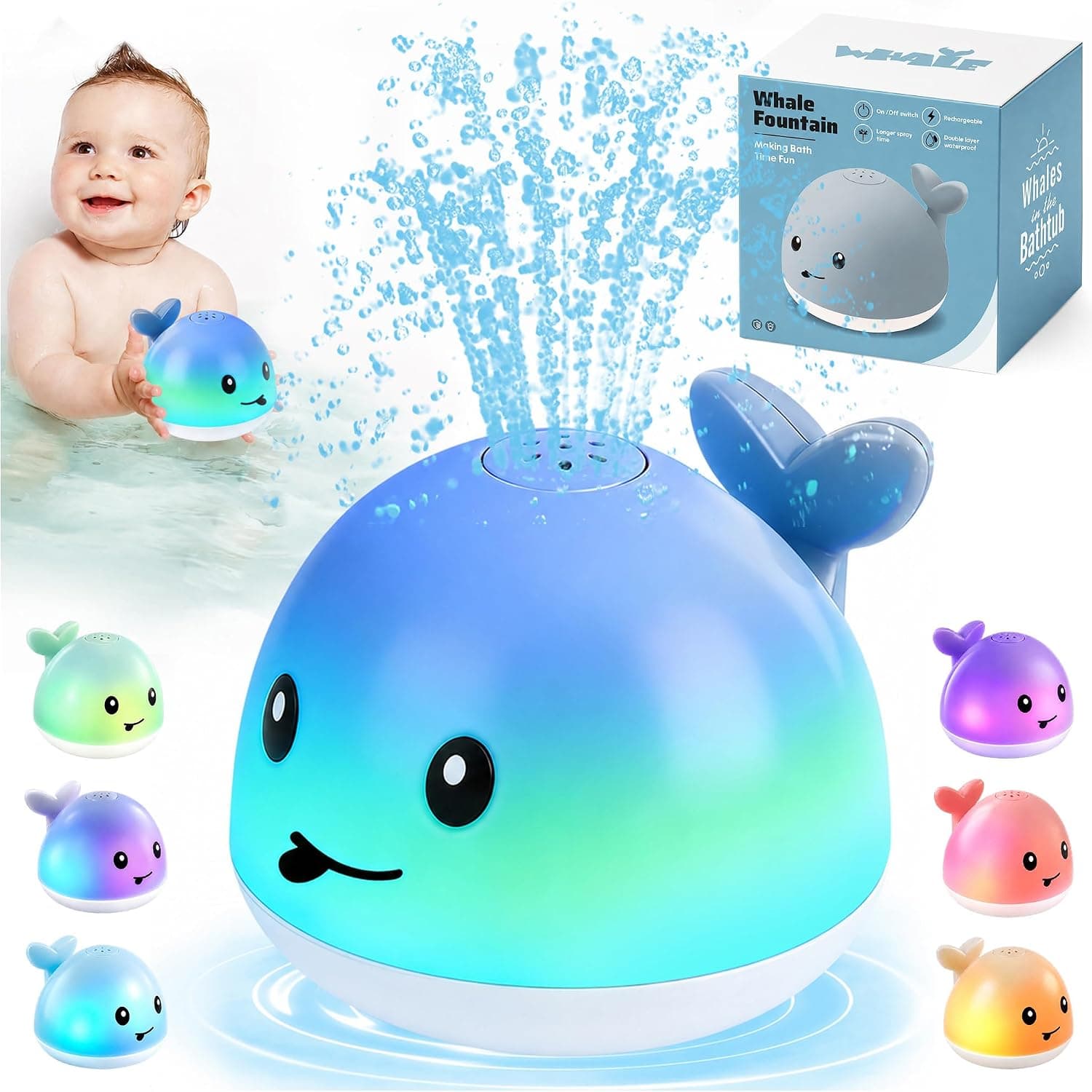 Gigilli Baby Bath Toys, Light Up Whale Bath Toy Christmas Stocking Stuffers