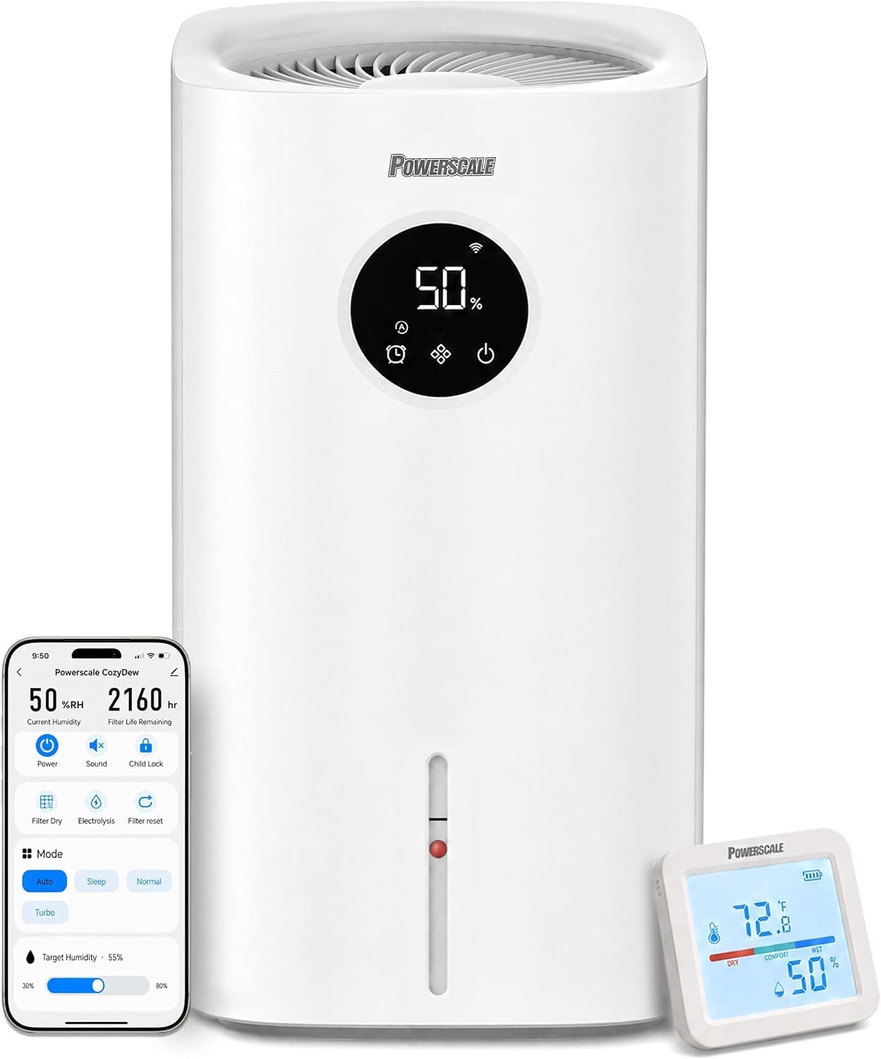 Powerscale CD600 6L Smart Evaporative Humidifier, Separate Humidity Sensor