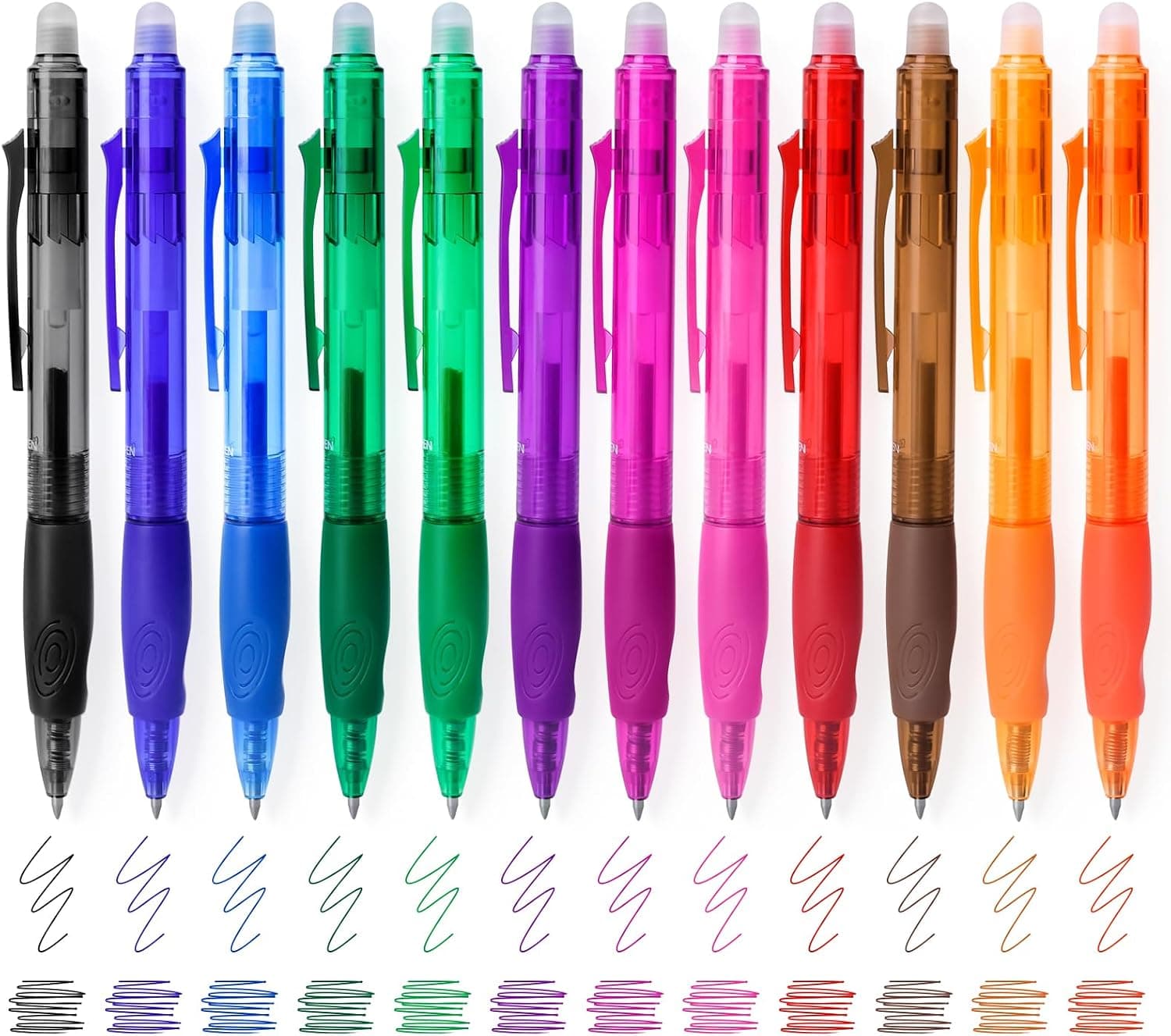 Erasable Gel Pens Clicker: 12 Pack 0.5mm Colored Pens School Supplies