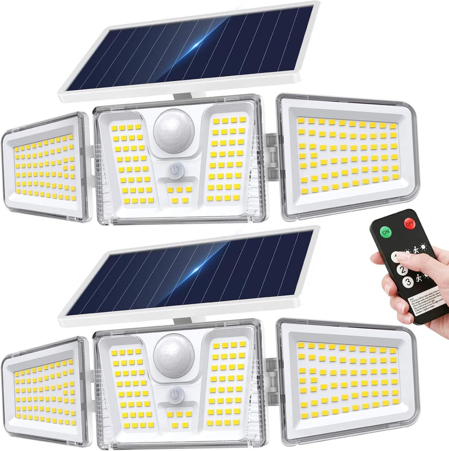 KOOPER Solar Motion Lights Outdoor, 210 LED Remote Solar Flood Lights 2PK
