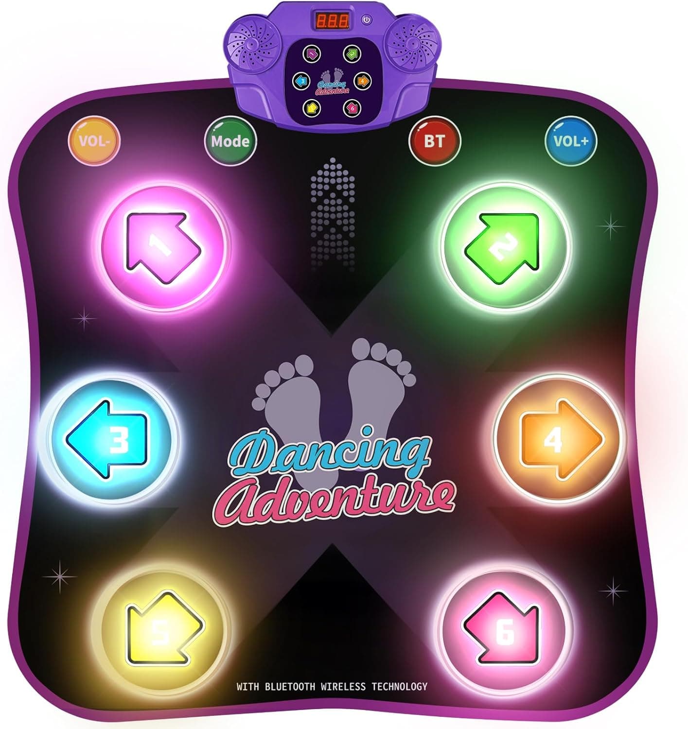 Dance Mat Toys with Bluetooth, Electronic Dance Pad for 3-12 Year Old Kids | Music Dance Mat with Bluetooth, Light-up 6-Button, 5 Game Modes, Birthday Toys Gifts for 3 4 5 6 7 8 9 10+ Year Old Girls