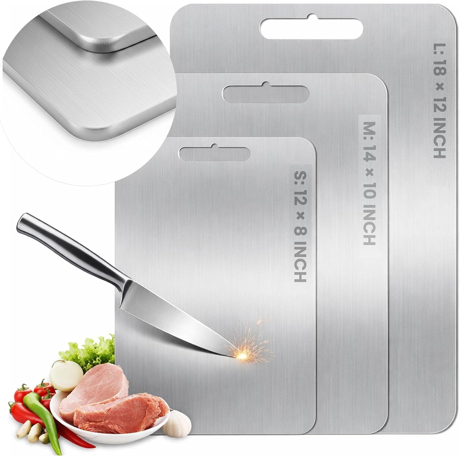 2026 Upgraded Titanium Cutting Board for Kitchen, Extra Thick 100% Pure Titanium Chopping Board, Double-Sided Food-Grade Board with Scratch-Resistant Surface & Smooth Rounded Edges(14×10IN)