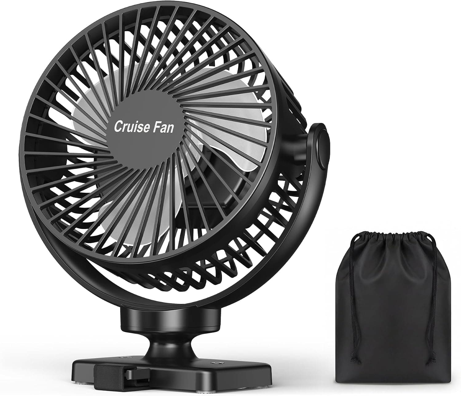 Magnetic Golf Cart Fan Rechargeable, 12000mAh Battery Operated Portable Fan with N54 Strong Magnet, LED Light, 3 Speeds & 720° Adjustable Airflow for EZGO Club Car Yamaha, Cruise Camping（1）
