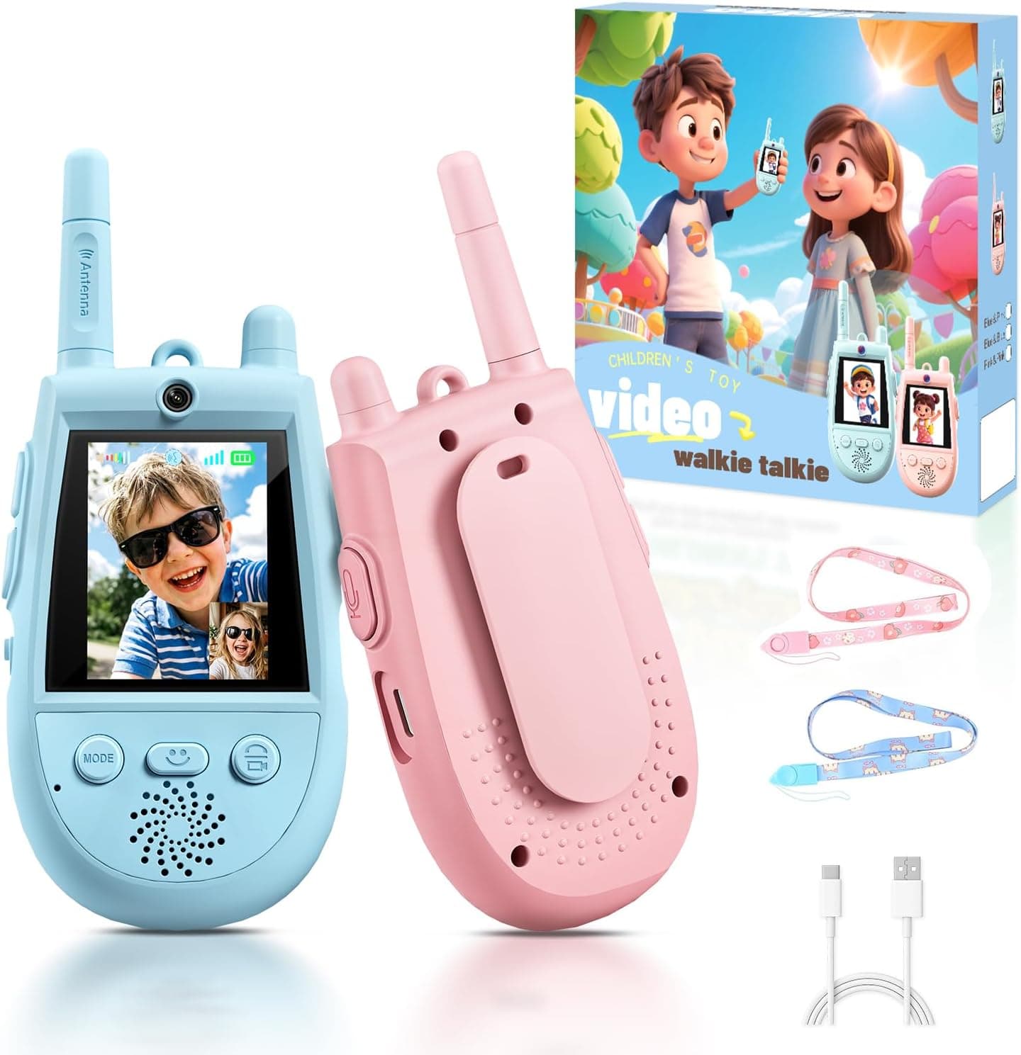 2 Pack Video Walkie Talkies for Kids, Kids Walkie Talkies with Screen Video