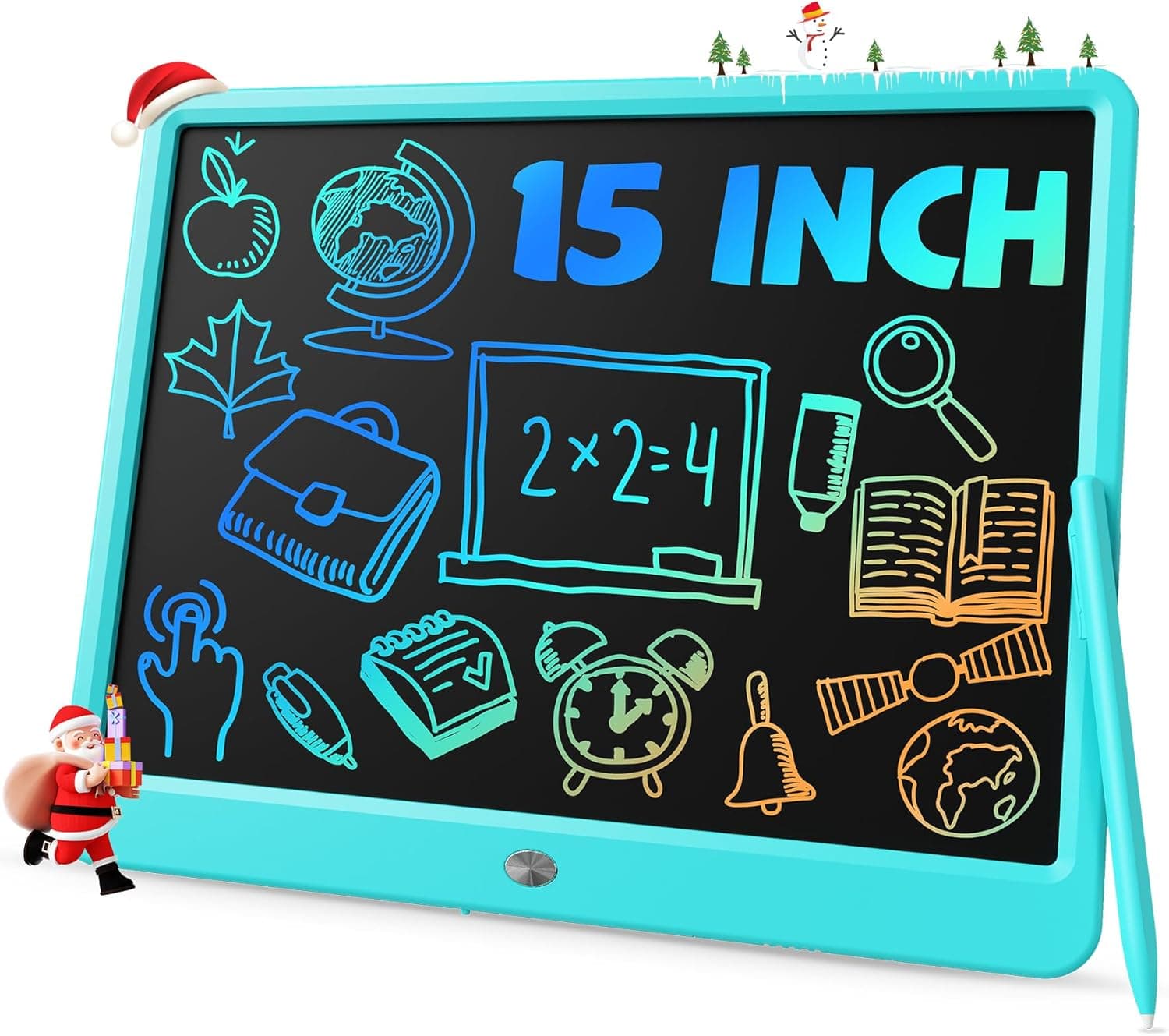 15" LCD Writing Tablet for Kids, Large Drawing Pad for Boys & Girls, Screen-Free Way to Keep Kids Busy, Reusable Doodle Board for Learning & Travel, Great Christmas Gift Idea(15in Blue)