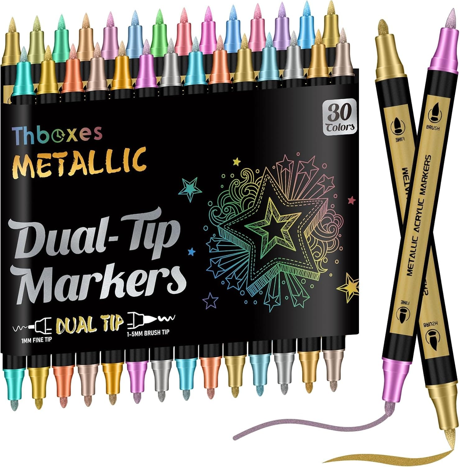 Thboxes 30 Colors Metallic Acrylic Paint Pens