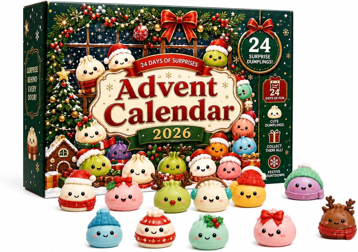2026 Christmas Squishy Advent Calendar, Christmas Squishy Advent Calendar, 24 Days Countdown Blind Box, Collectible Mini Fidget Toys, Stress Relief Squeeze Toy,