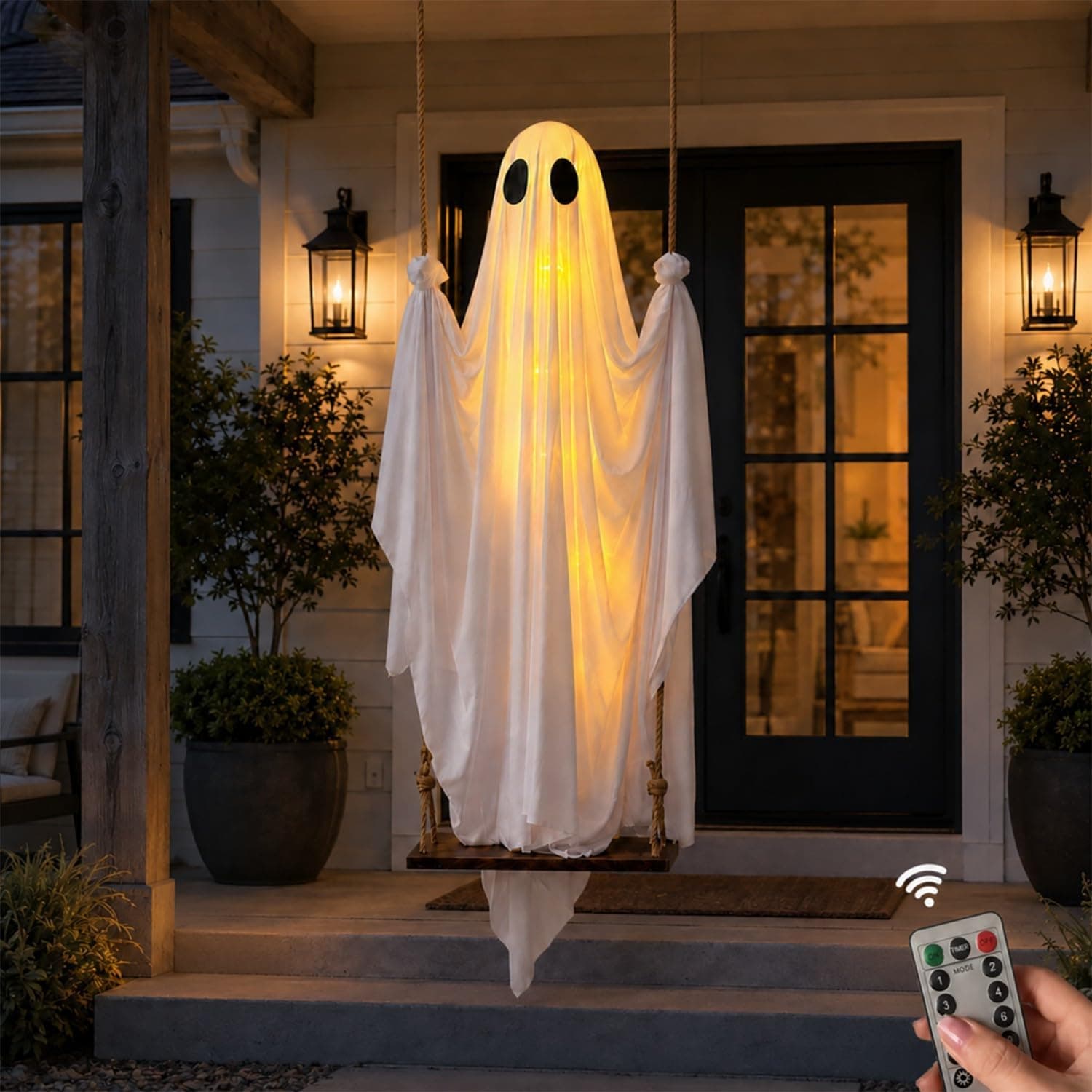 Outdoor Halloween Ghost Decorations,Halloween Swinging Ghost Outdoor Decor