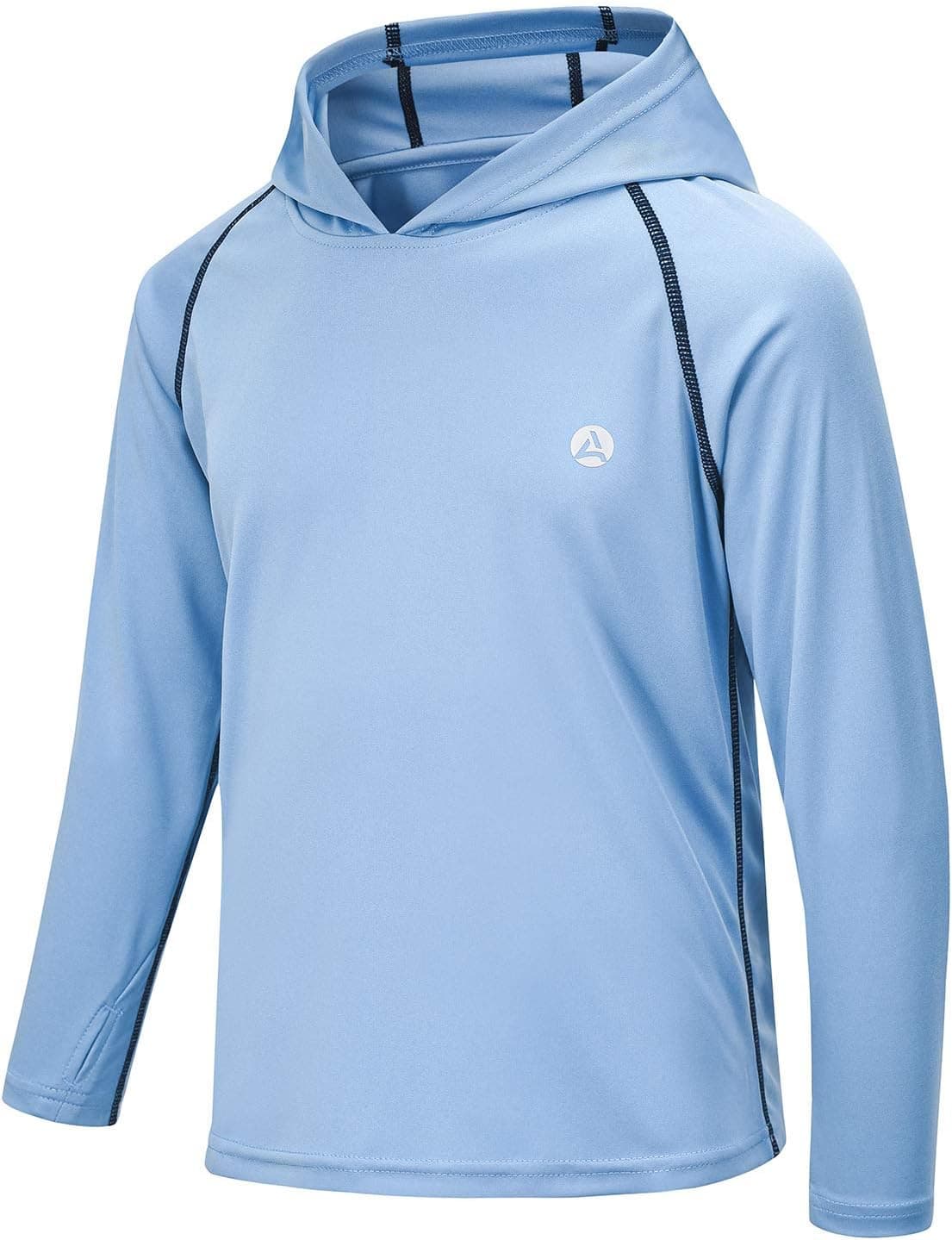 Boys Grils Long Sleeve Sun Shirts UPF50+ Hoodie Thumbhole Rash Guard Quick Dry Atheltic Hiking Workout Water Playing