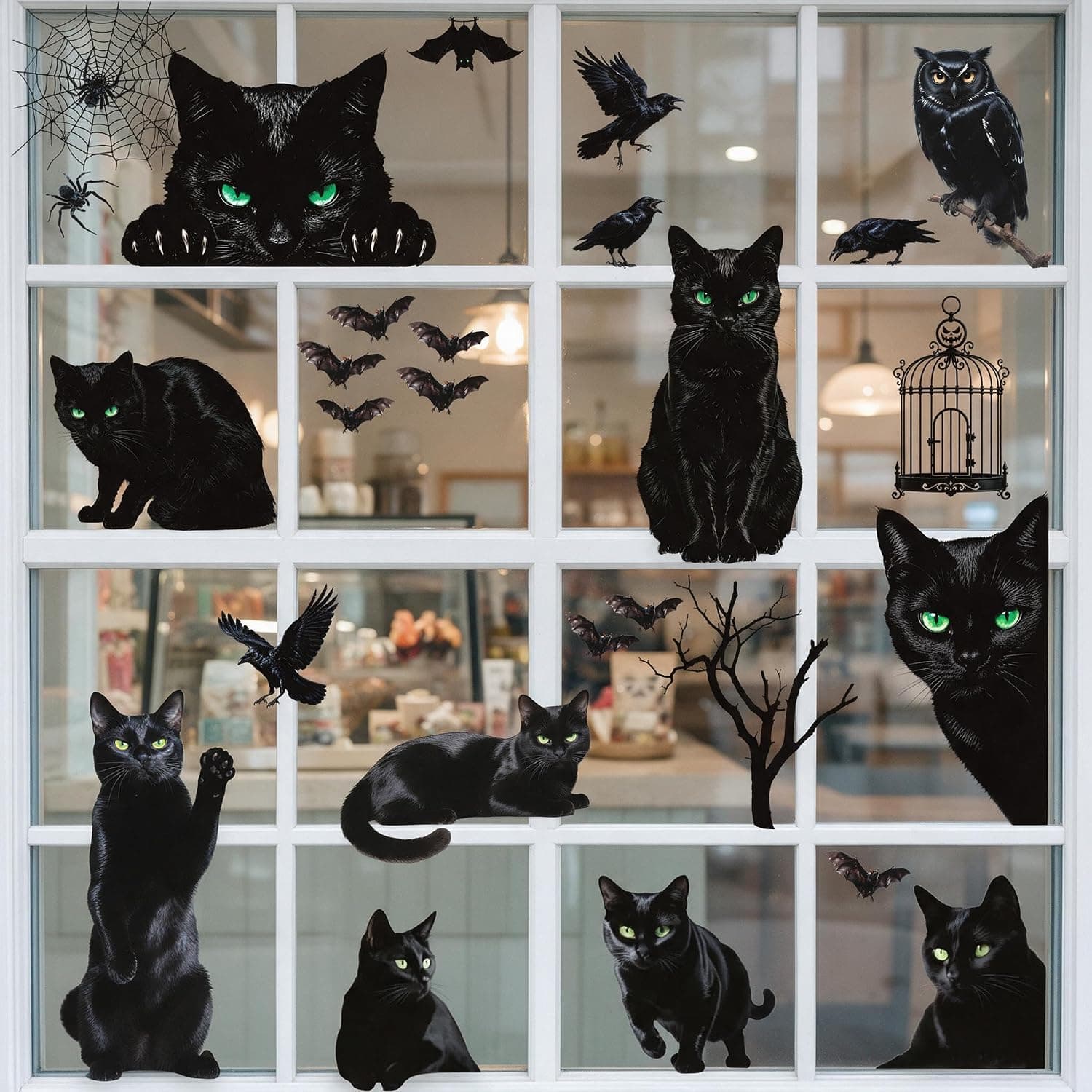 Halloween Window clings 9 Black Cat Static Sticker for Party & Home Decor