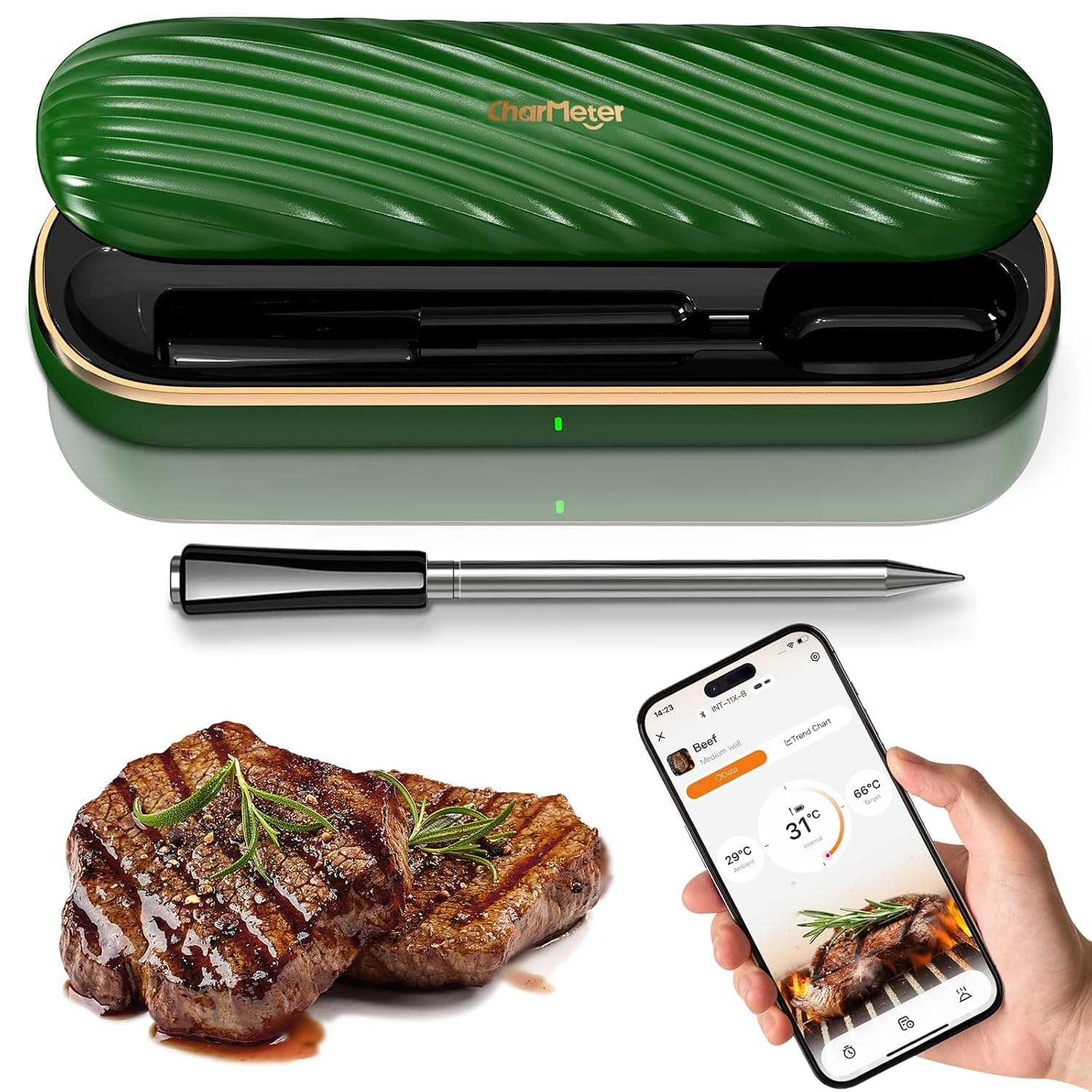 Meat Thermometer Digital Wireless, Bluetooth Smart Meat Thermometer APP