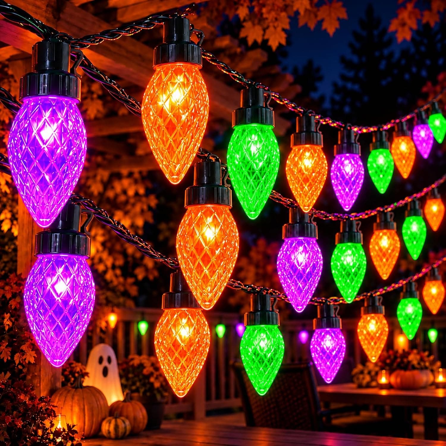 2PK 100LED 86FT Linkable C9 Halloween Lights Outdoor Indoor