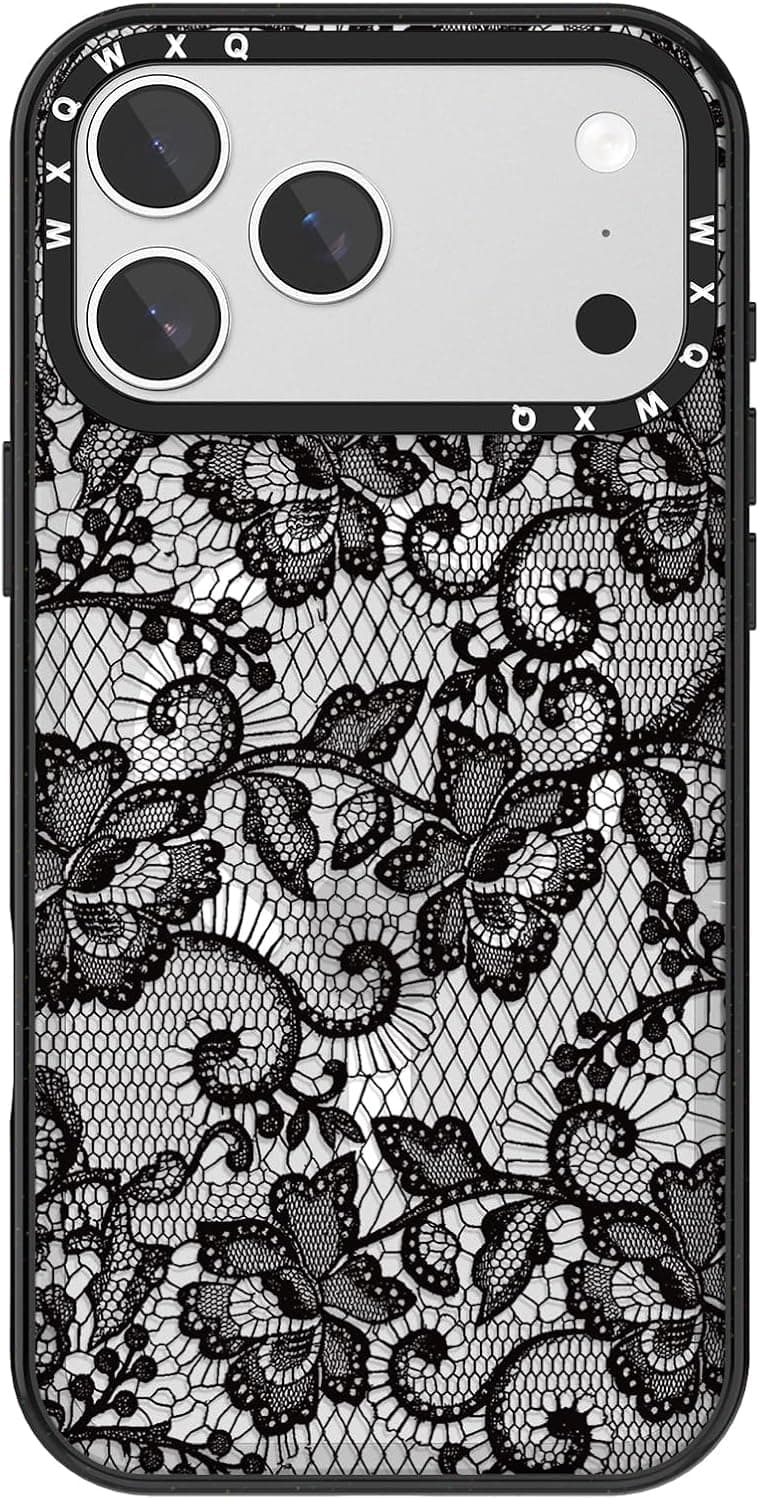 Magnetic for iPhone 18 Pro Max Case Clear Black Lace