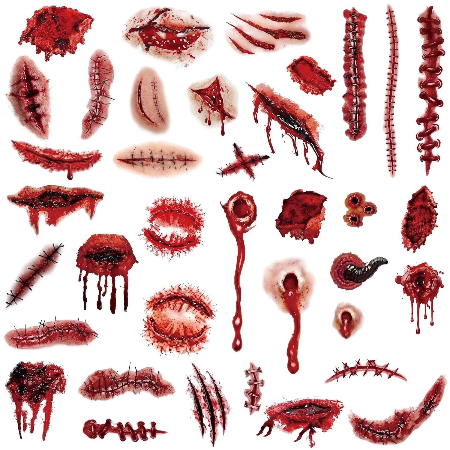 9 Sheets Halloween Temporary Fake Scar Tattoos for Zombie Makeup Kits