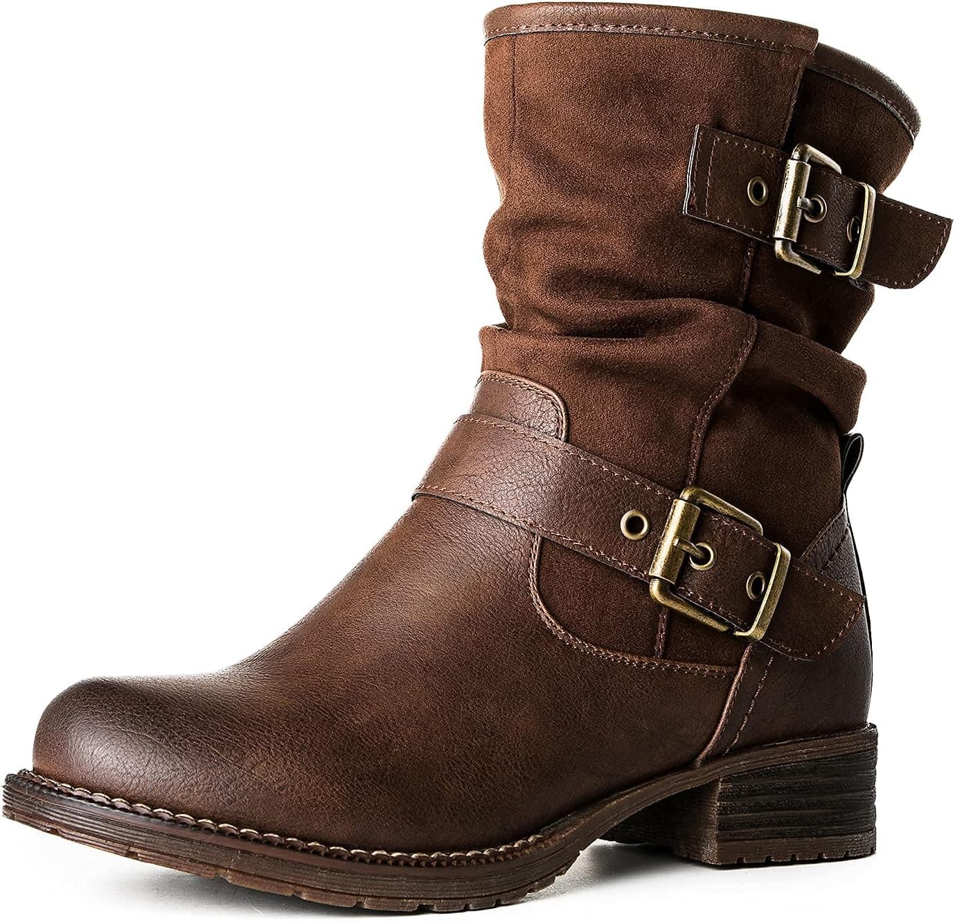 GLOBALWIN Women's Fur Booties Fashion Combat Ankle Boots For Women