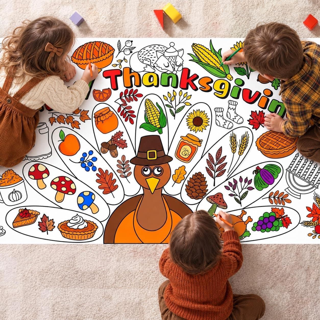 Thanksgiving Giant Coloring Poster/Tablecloth -Thanksgiving Crafts for Kids