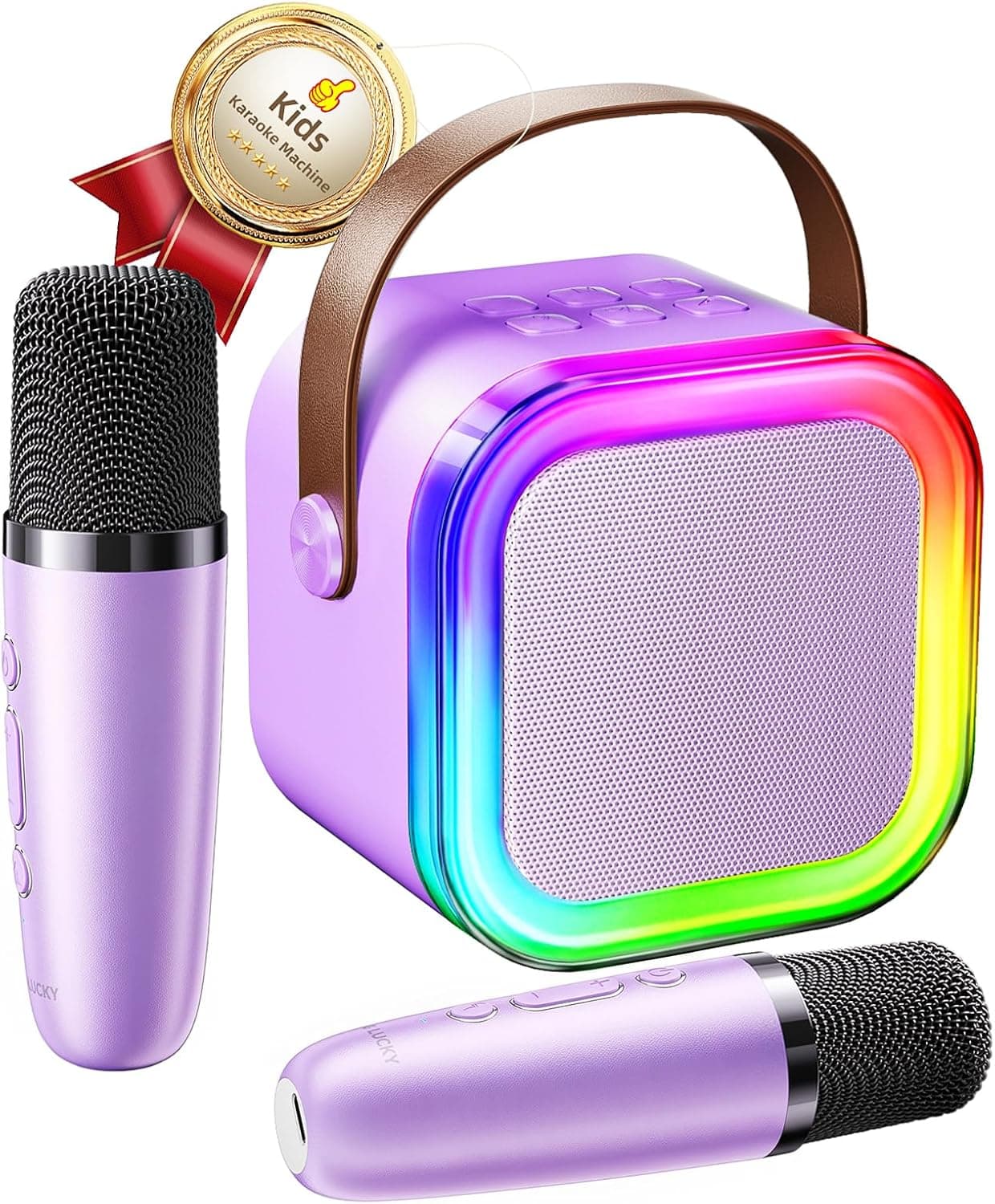 Kinglucky Mini Karaoke Machine for Kids, Top Birthday Gift for Girls Ages 3-12 Years Old, Kids' Personal Video Players Accessories with 2 Mics Singing Present Toy Purple