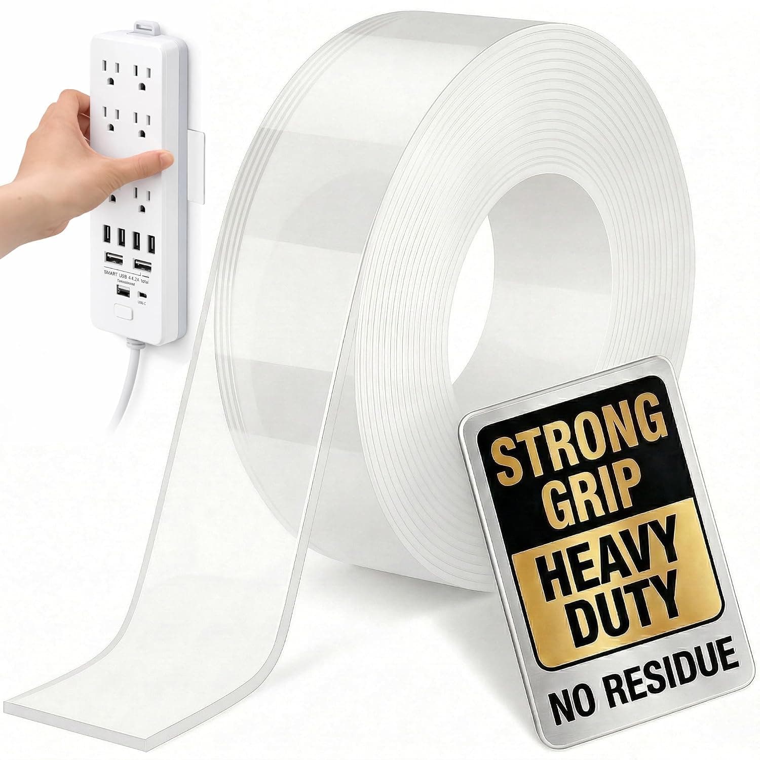 Double Sided Tape Heavy Duty, Clear Mounting Tape Nano Double Sided Adhesive Tape,Picture Hanging Adhesive Strips (9.85FT)