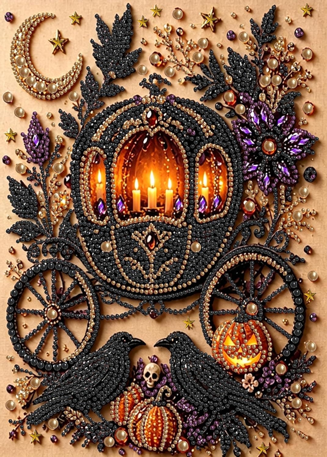 MRMIOOM Halloween Pearl Diamond Painting Kits for Adults, 5D DIY Special Shape Diamond Art Kits for Beginners, Crystal Rhinestones Dot Gem Art Easy, Home Wall Decor 12x16 Inch