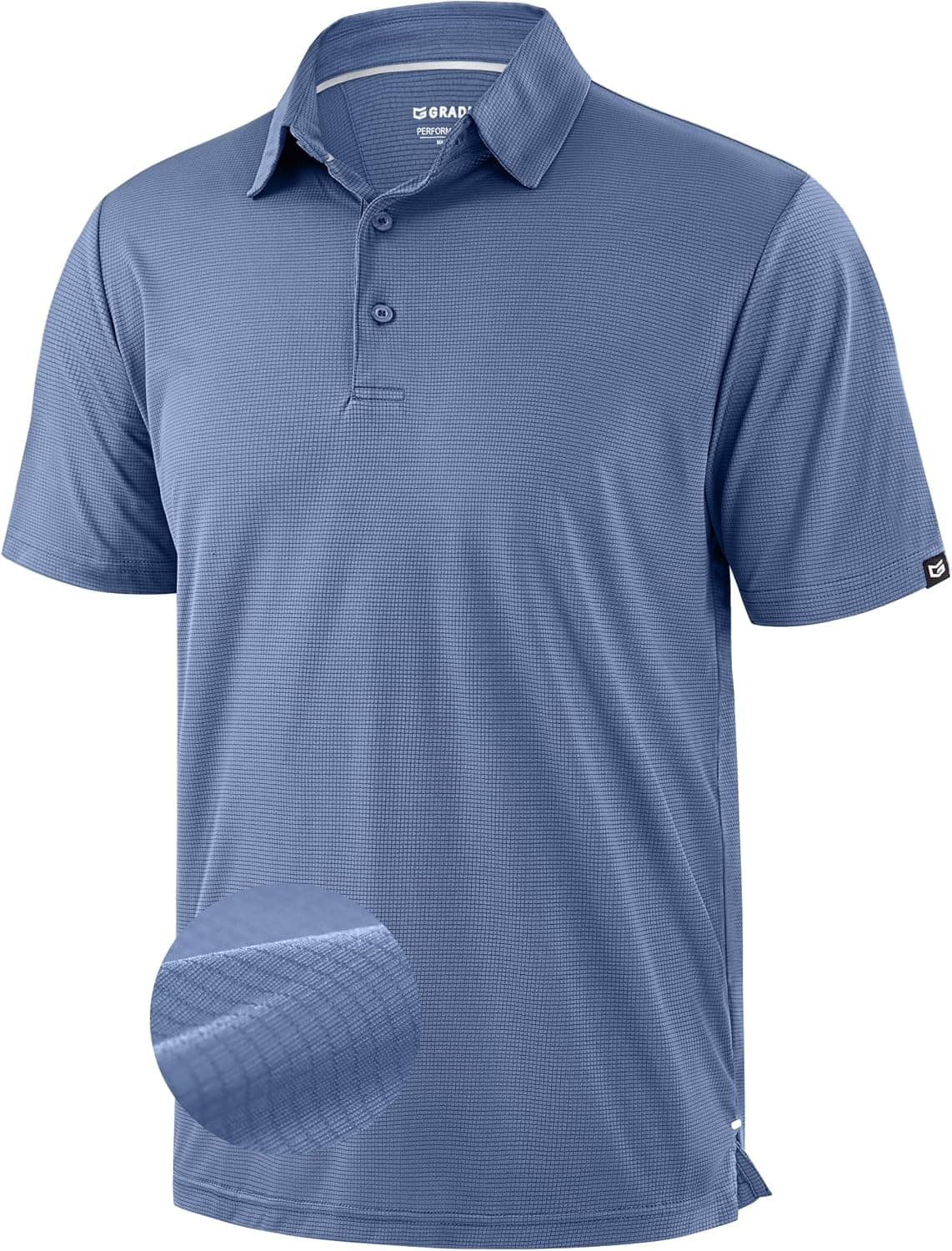 Mens Golf Shirt Grid Lightweight Short Sleeve Dry Fit Collared Polo Shirts