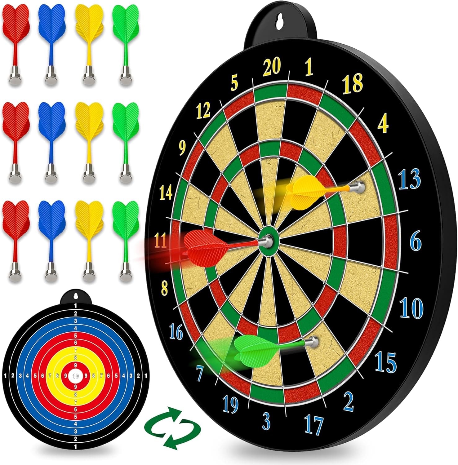 Dart Board - 12pcs Magnetic Darts - Excellent Indoor Game and Party Games | Gifts for 5 6 7 8 9 10 11 12 Year Old Boy Kids